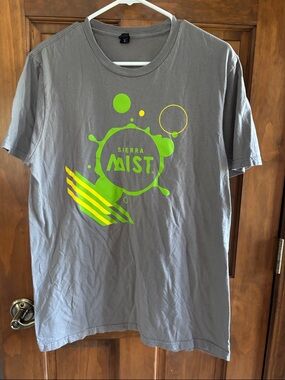 Sierra Mist Gray Short Sleeve Tee with Neon Green and Yellow Logo